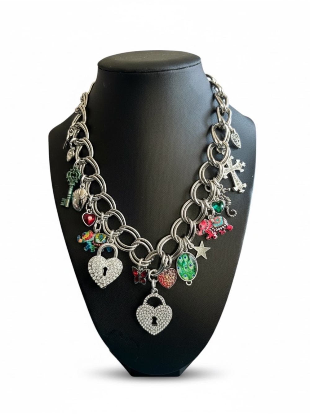 Statement Charm Necklace – 90s Retro Bead Soup Vibe